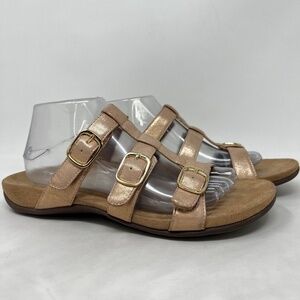 Vionic Misa Rose Gold Peach Leather 3 Strap Orthotic Sandals Women’s Size US 10